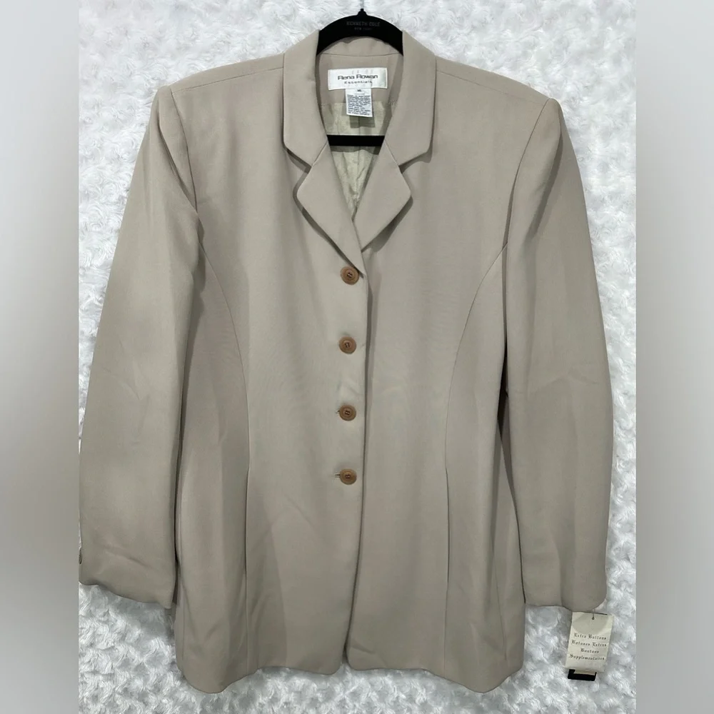 Rena Rowan Womens Taupe Colored Lined Button Closure Blazer Jacket - Picture 1 of 11
